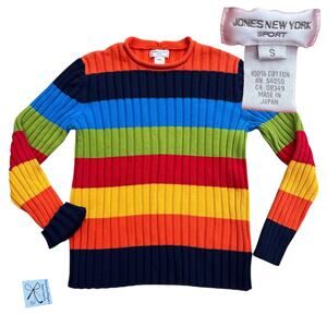 Jones New York Sport 100% Cotton Striped Cableknit Sweater Sz S